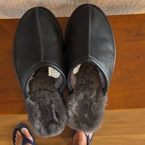 UGG Men's Black Leather Slip-Ons